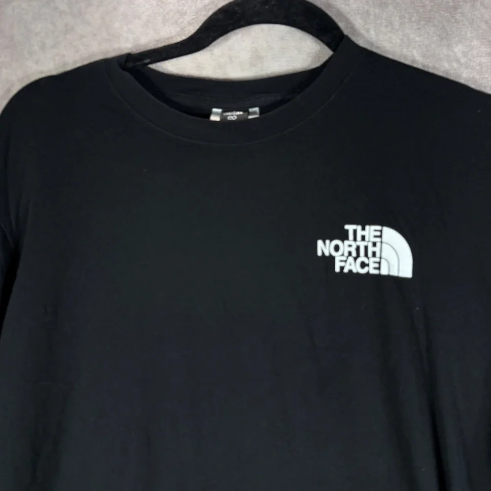 The North Face Shirt Mens Large Black Box Logo Long Sleeve Circular Design Tee